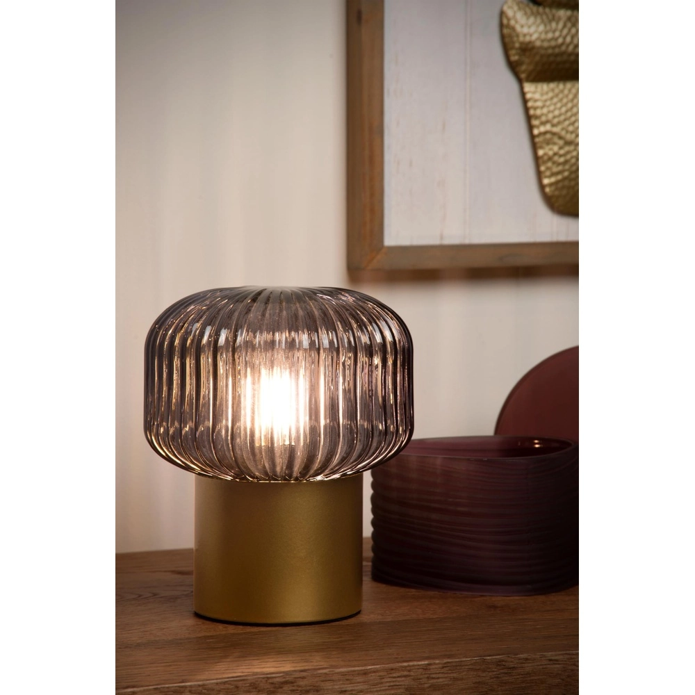 Tischlampe Jany Gold mit Rauchglas Lucide 5411212782663