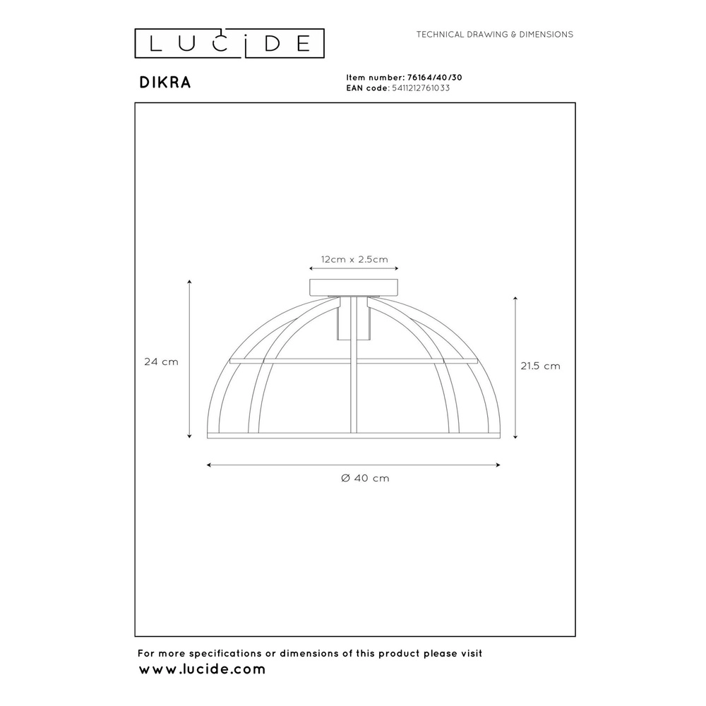Deckenlampe Dikra Industriell Schwarz Lucide 5411212761033