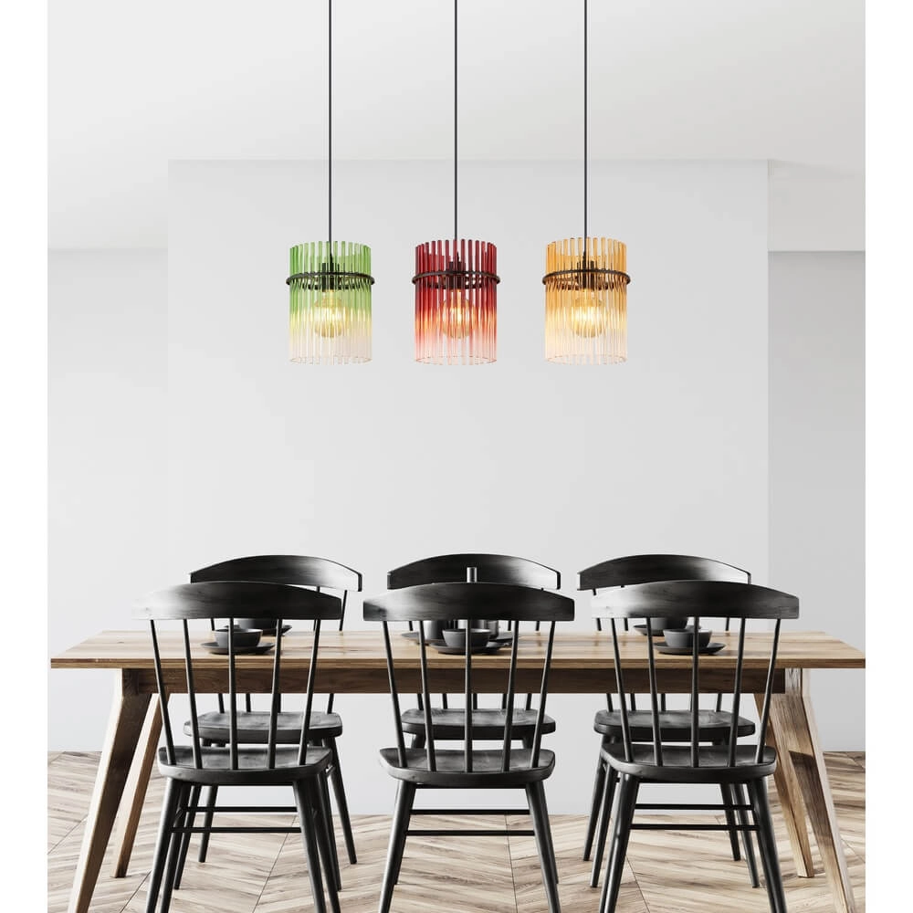 Schwarze Pendelleuchte Gorley Farbiges Glas 3-flammig Globo 9007371481002