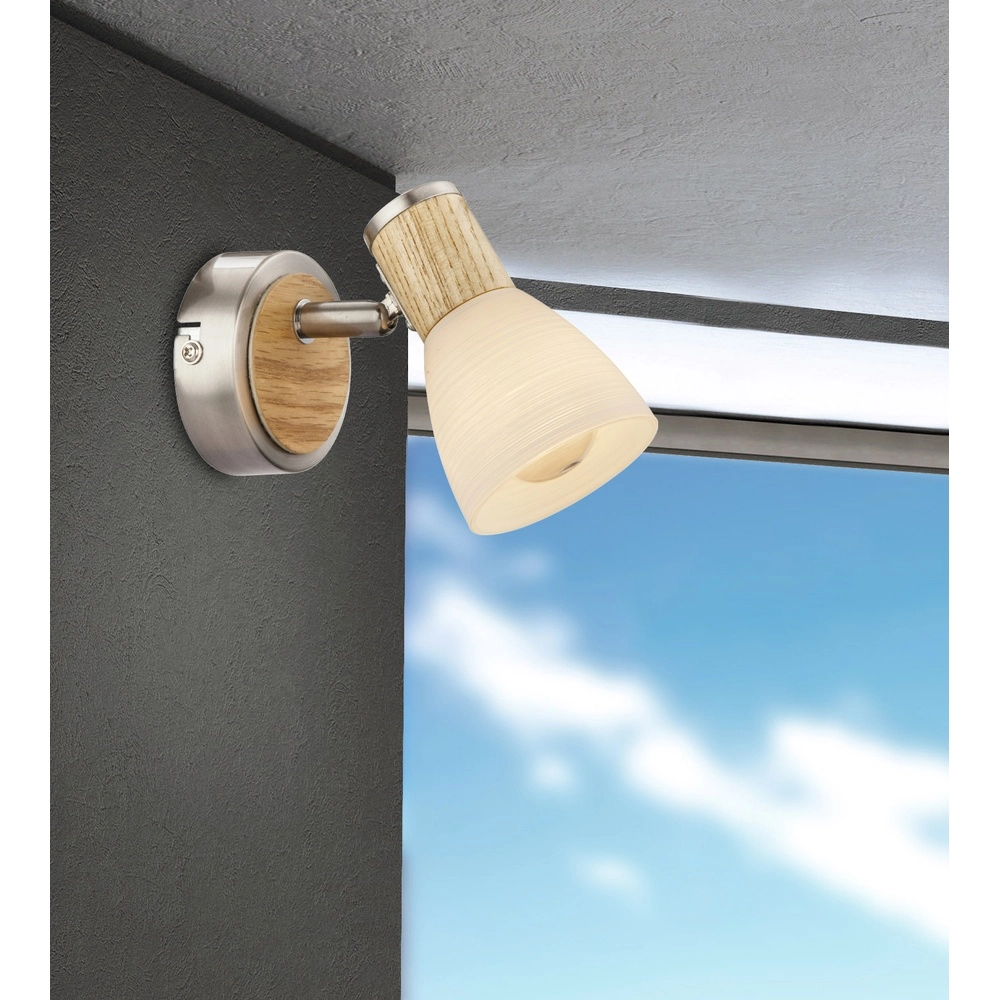 Wandlampe Gylfi Nickel mit Holz Globo 9007371343546