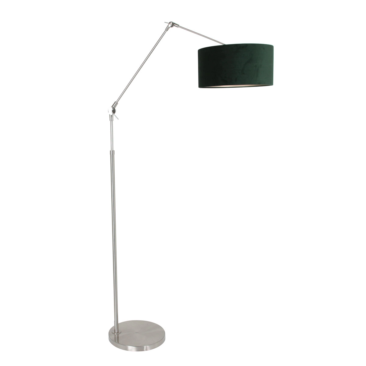 Stehleselampe Prestige Chic Edelstahl mit 40 cm grünem Samtschirm