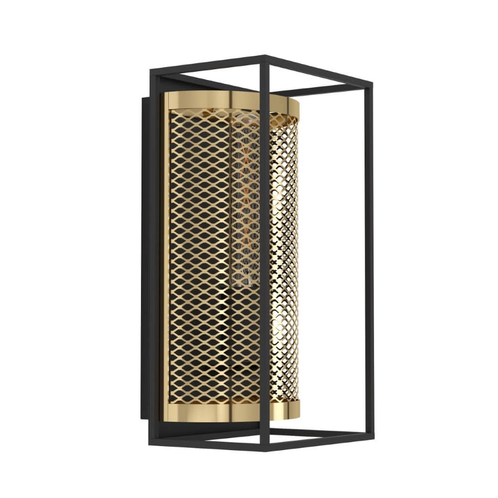 Ländliche Wandlampe Nohales schwarz mit gold