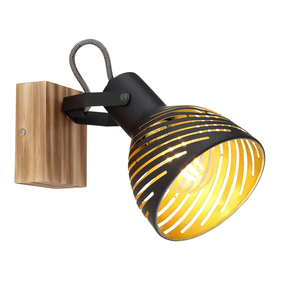 Wandlampe Lenna Holz mit Schwarz
