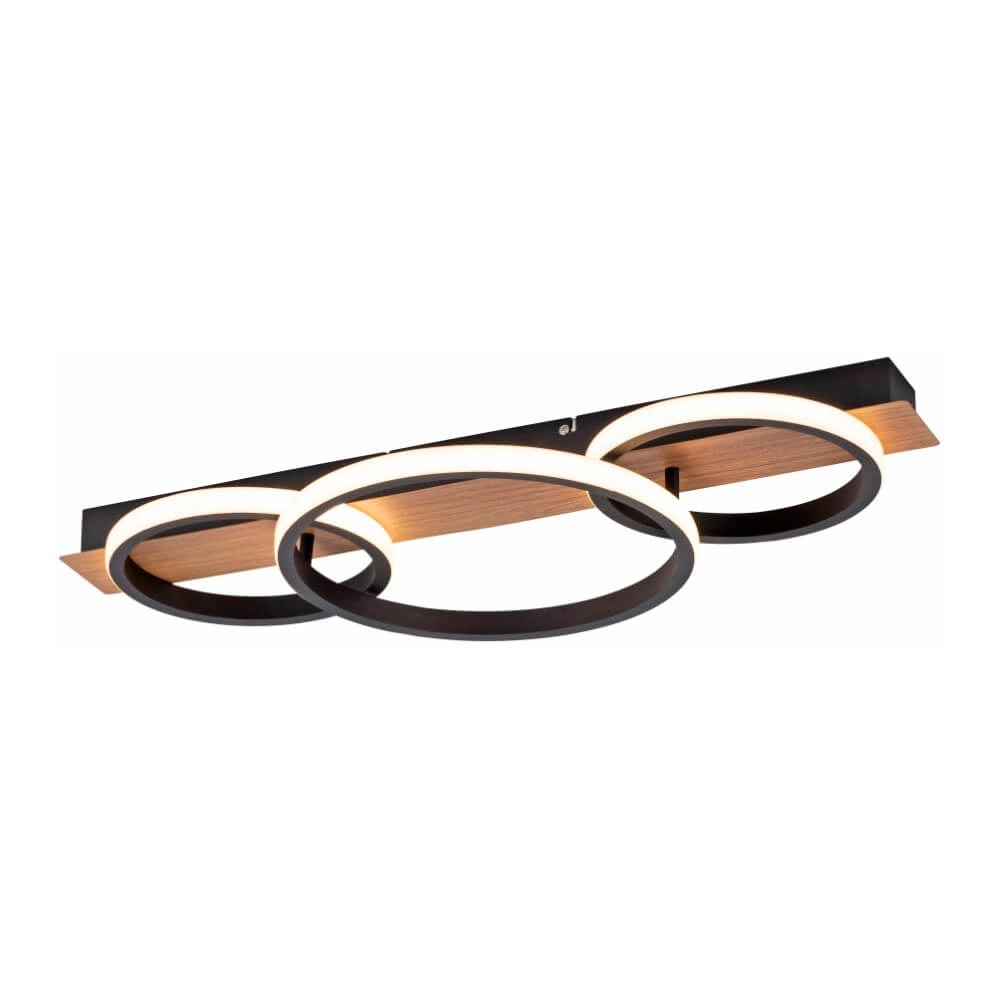 Deckenleuchte Trooper schwarz mit Holz 68cm