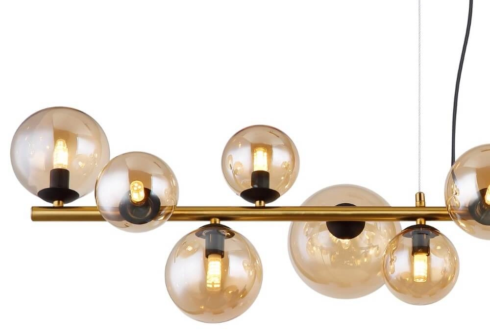 Goldene Hängelampe Riha Design mit Braunglas Globo 9007371448838