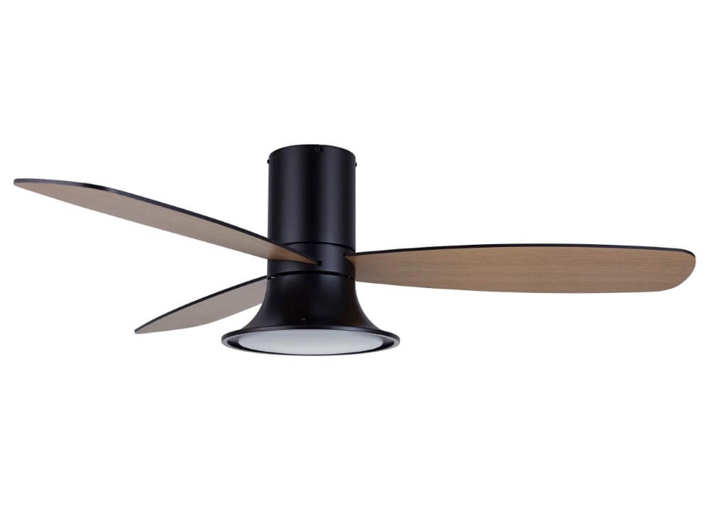 Schwarzer Ventilator mit Lampe Flusso Ø 132cm