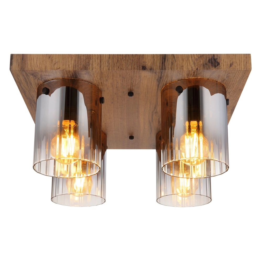 Deckenlampe Underwood Holz 4-Licht Globo 9007371487035