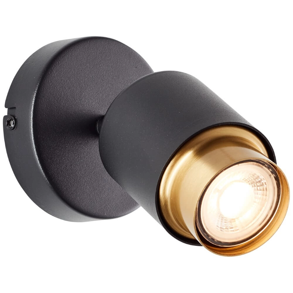 Aufbaustrahler Covelo schwarz mit gold Brilliant 4004353441349