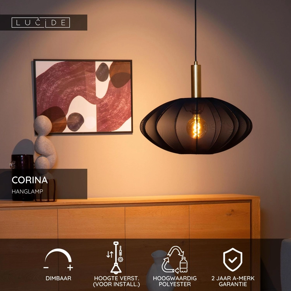 Pendellampe Corina schwarze Ø 50cm Lucide 5411212032003