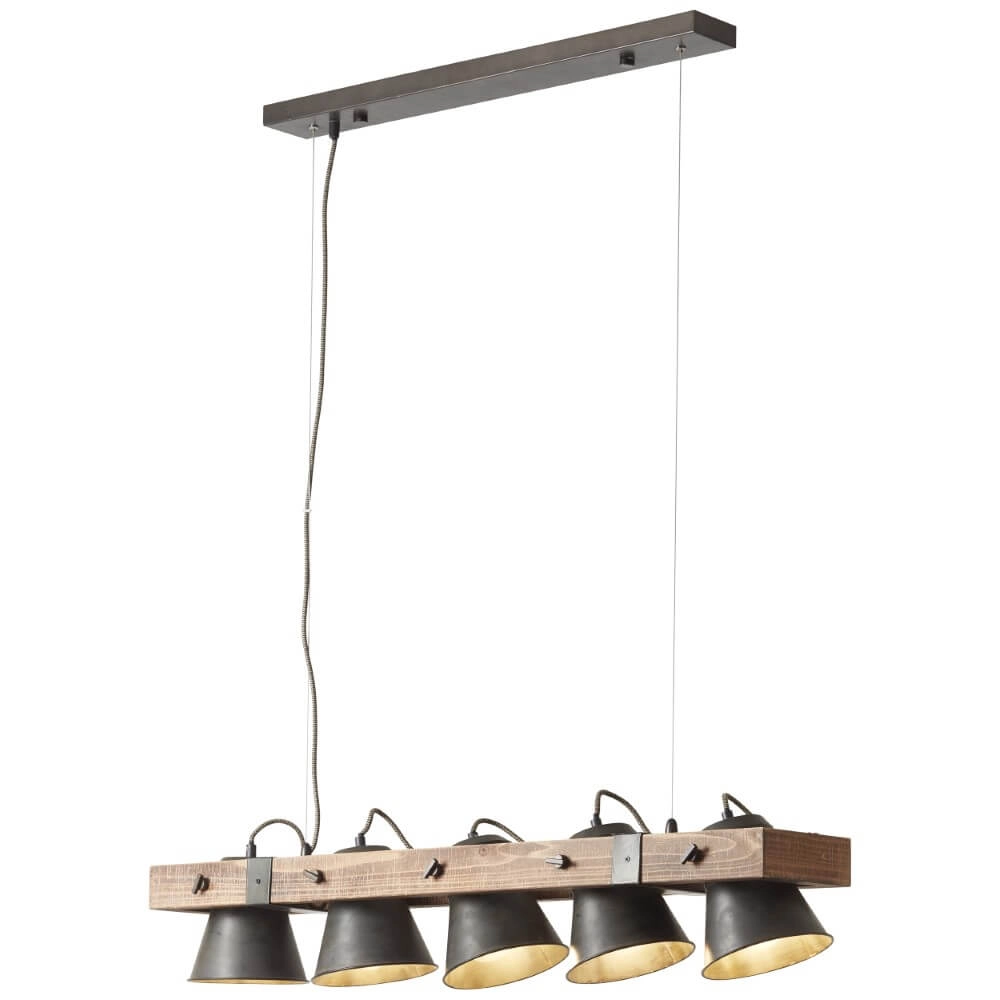 Hängelampe mit 5 Leuchten Decca schwarz mit braun Brilliant 4004353361494