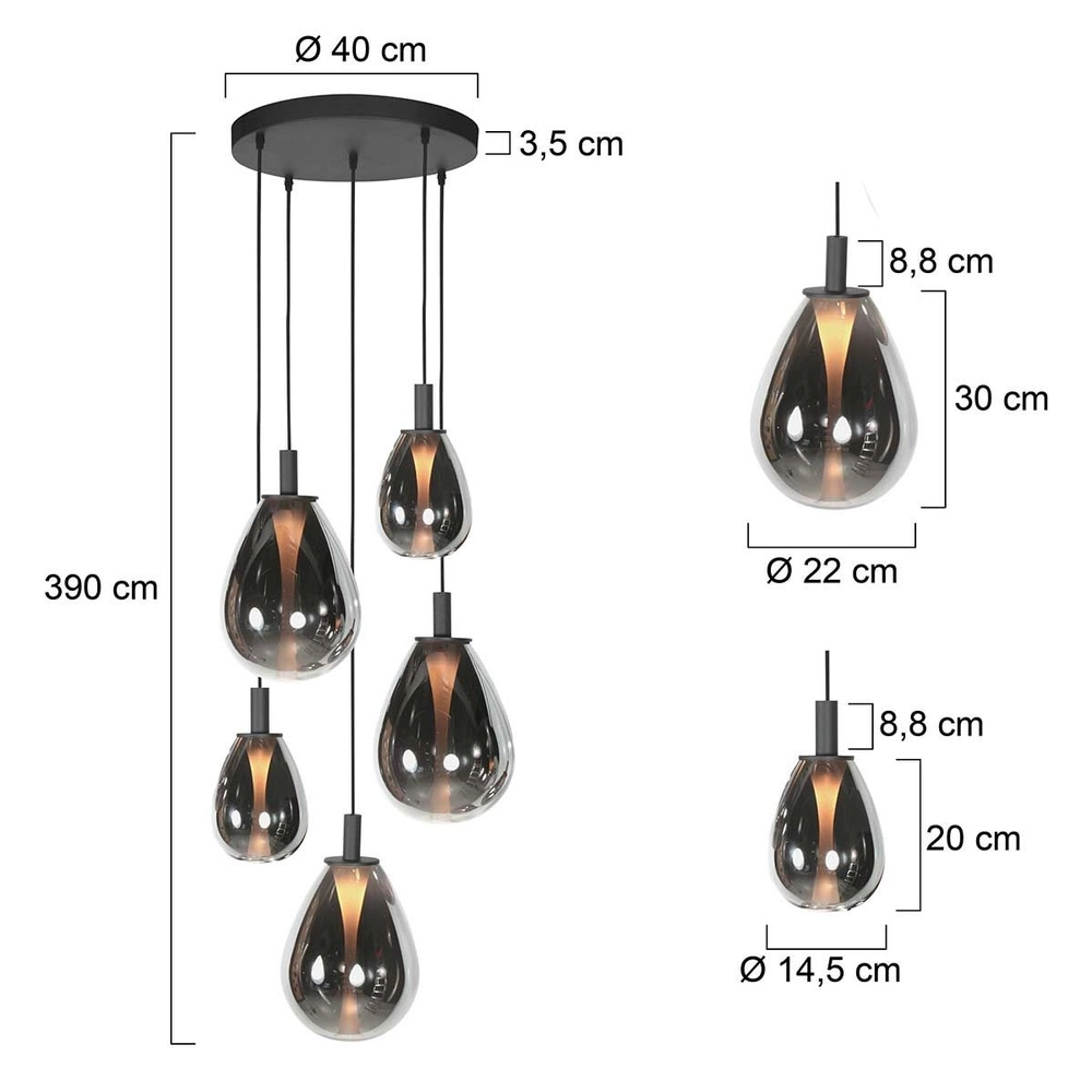 Pendelleuchte Glimsy 5-flammig schwarz rund Steinhauer 8712746177961