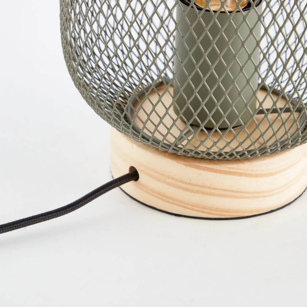 Grüne Tischlampe Giada mit Holz Brilliant 4004353354199