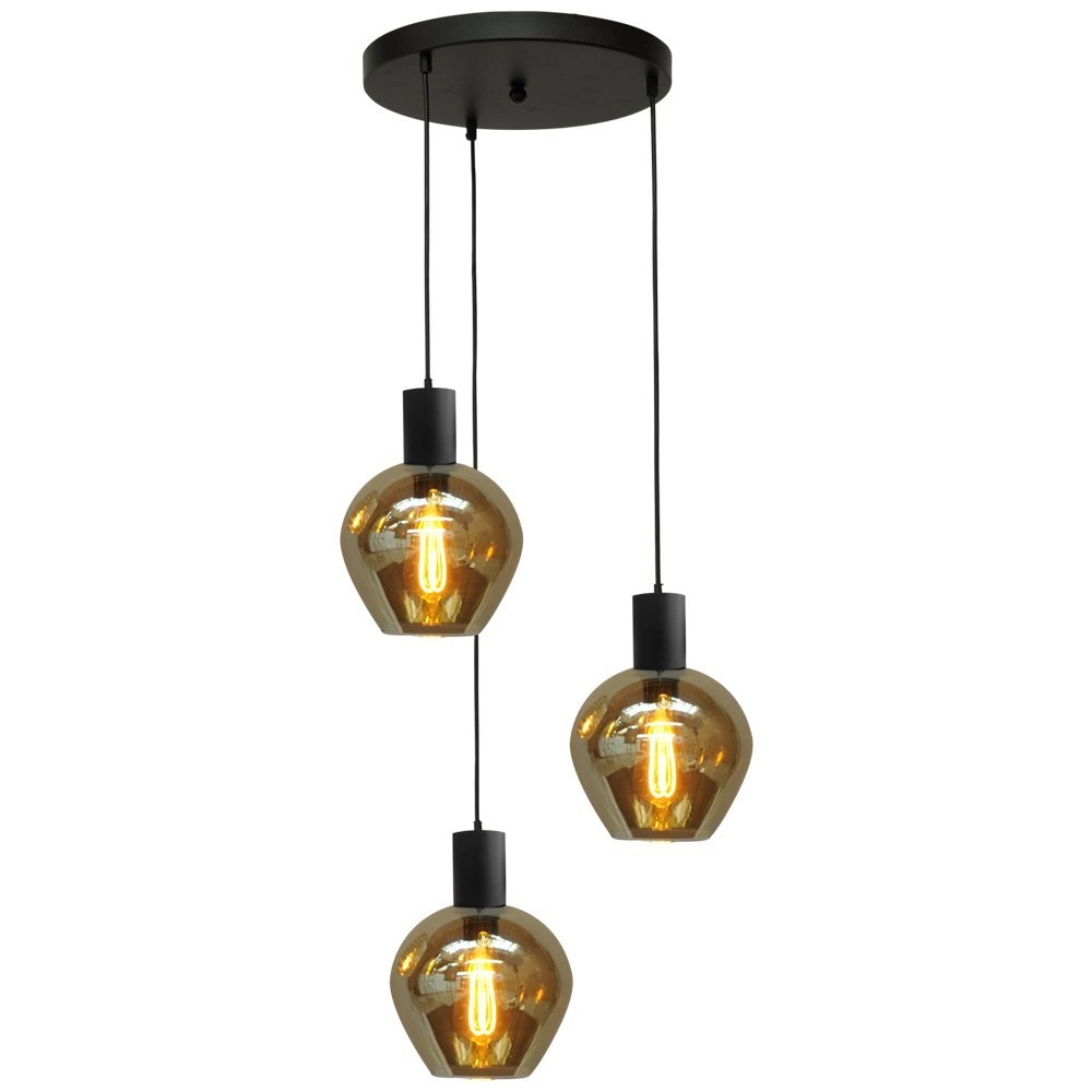 Hängelampe Bounty 3-flammiges Rauchglas