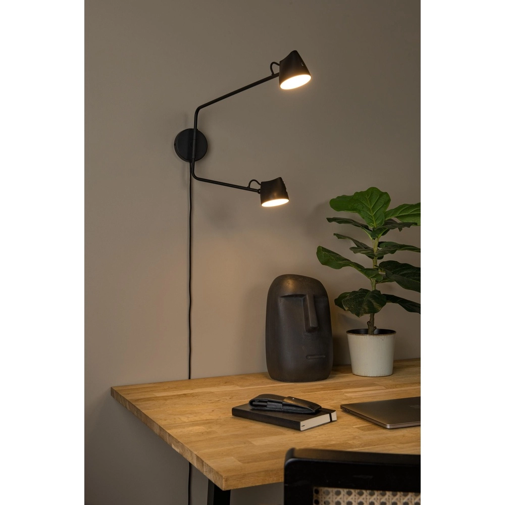 Wandlampe Milne Schwarzes Doppel Lucide 5411212421104