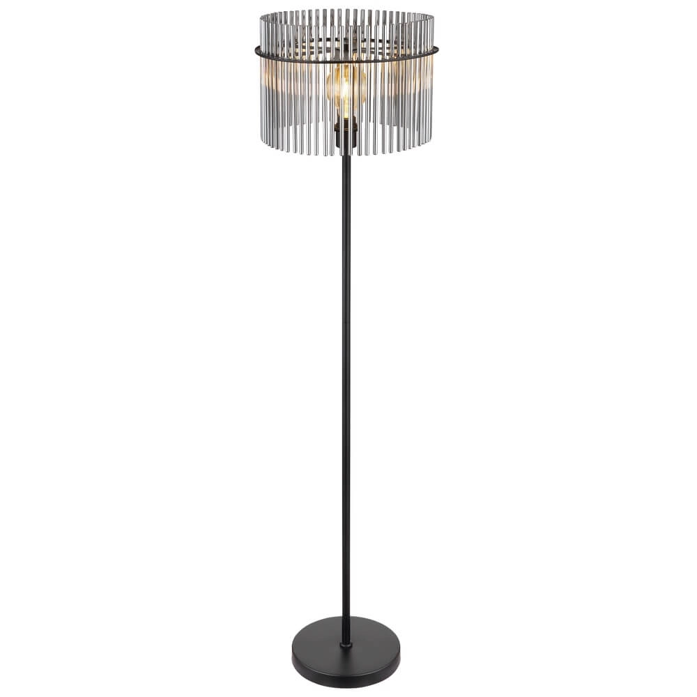 Schwarze Stehleuchte Gorley mit Rauchglas Ø 38cm Globo 9007371451180