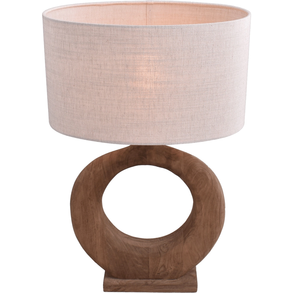 Japandi-Tischlampe Woodie Round 45 cm – Holz mit Naturholz