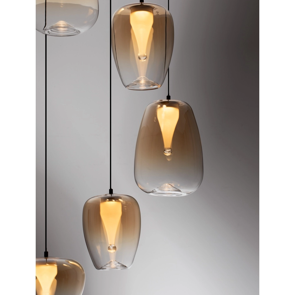 Design-Pendelleuchte Oblo 5-flammiges Braunglas