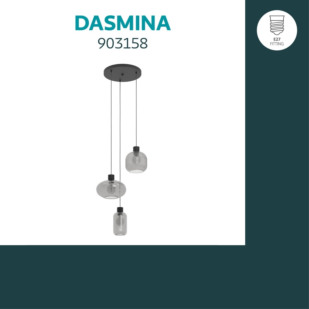 Design-Pendellampe Dasmina Schwarzes 3-Licht