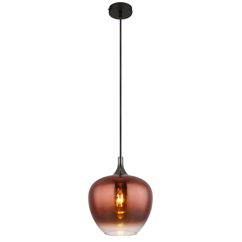 Design-Pendellampe Maxy Schwarz mit rotem Glas
