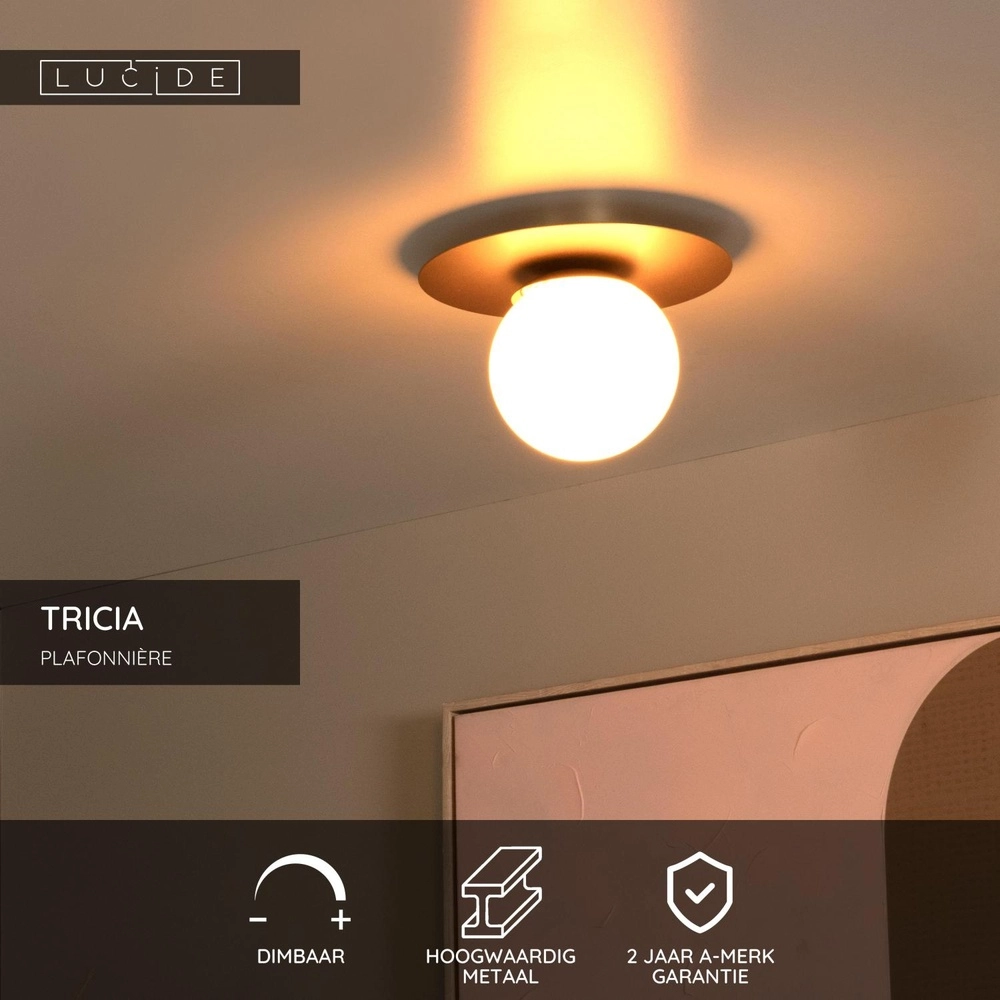 Deckenlampe Tricia Gold mit weißer Kugel Lucide 5411212791986