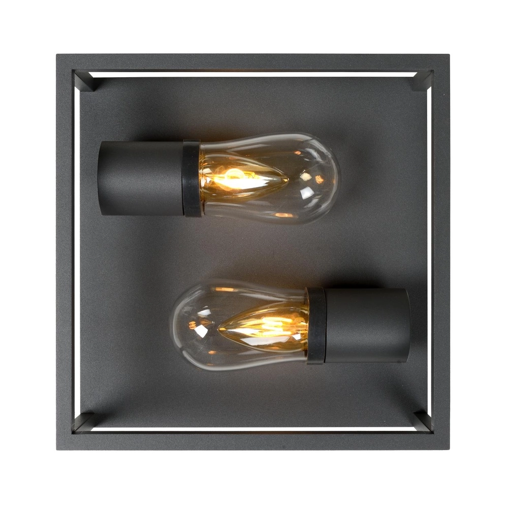 Schwarze Wandlampe Carlyn 2-Licht Badezimmer IP54 Lucide 5411212271709