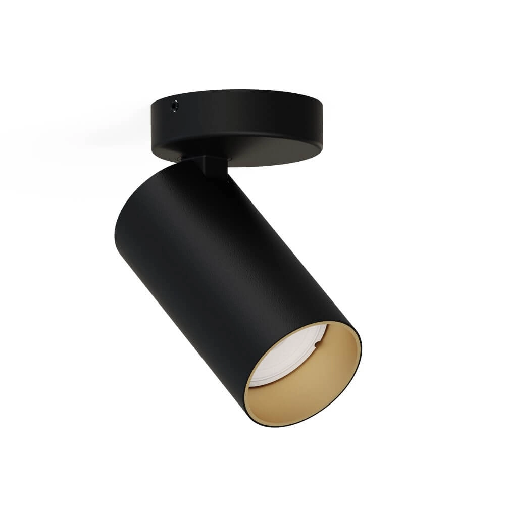 Neigbarer Aufbaustrahler Mono schwarz mit gold