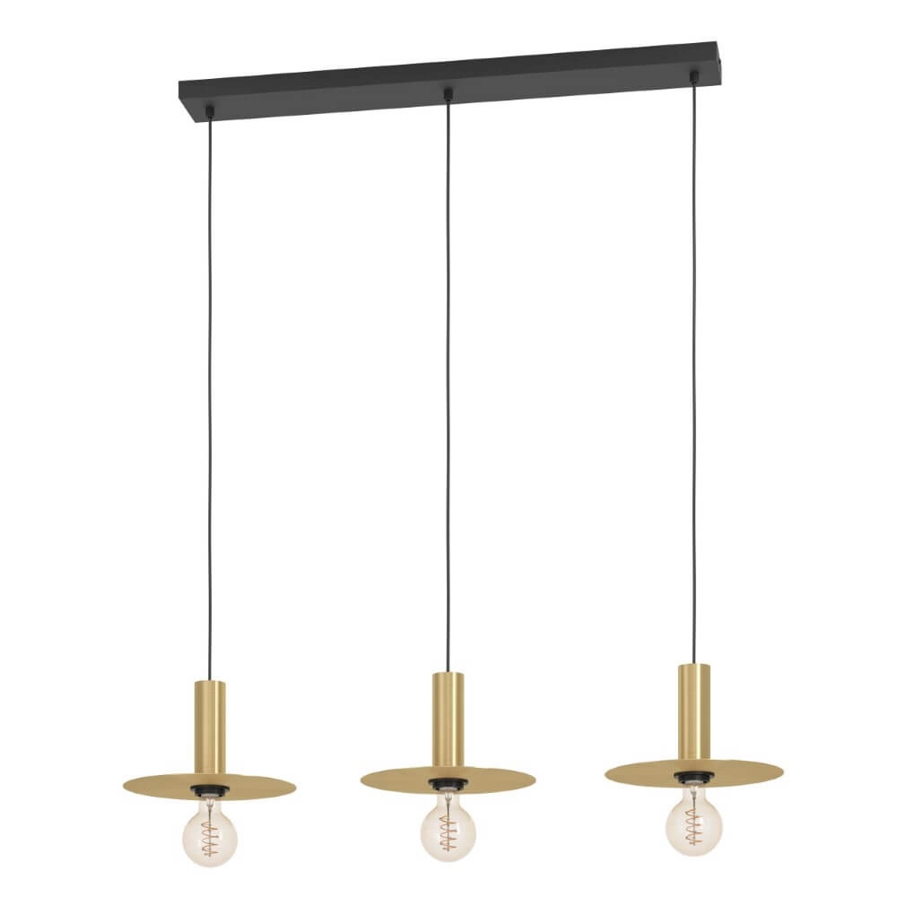 Goldene Hängelampe mit 3 Leuchten Escandell