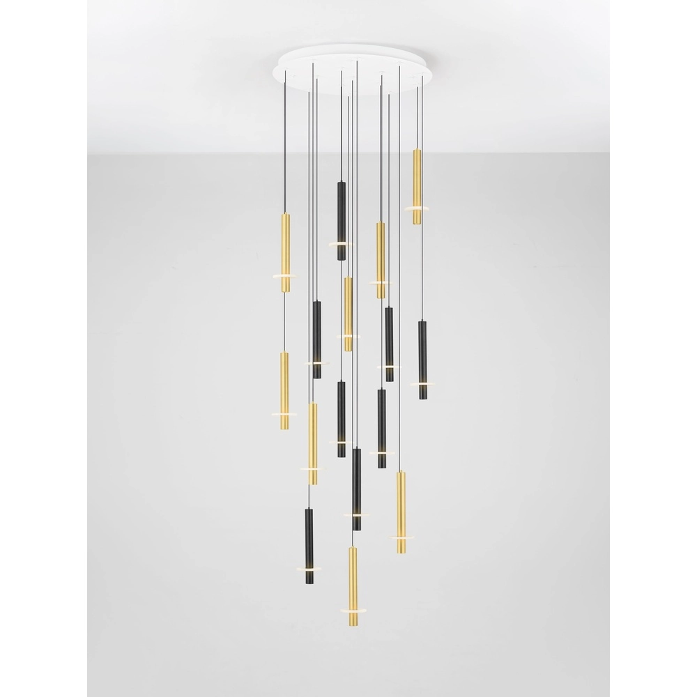 Design-Pendellampe Noemi schwarz mit weiß und gold Ø 72 cm Lyora 5212063503335