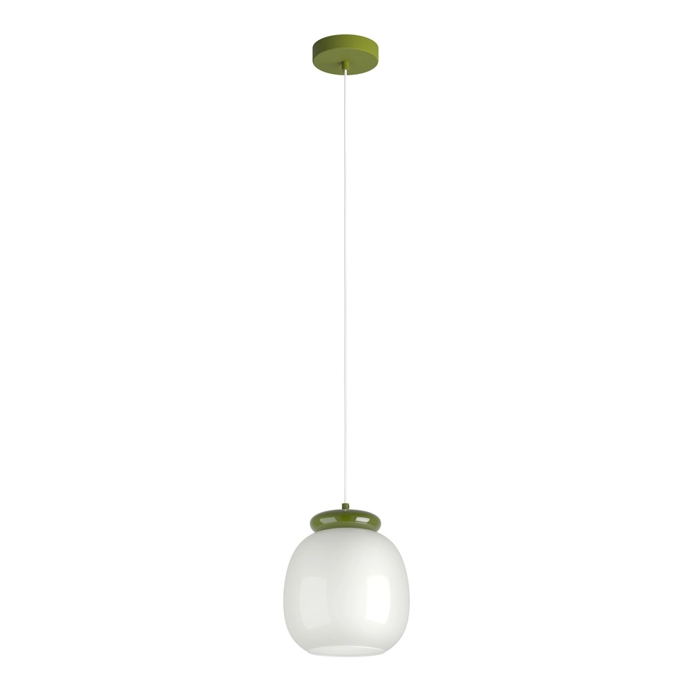 Design-Pendellampe Berardelli weiß mit grünem Ø 23 cm