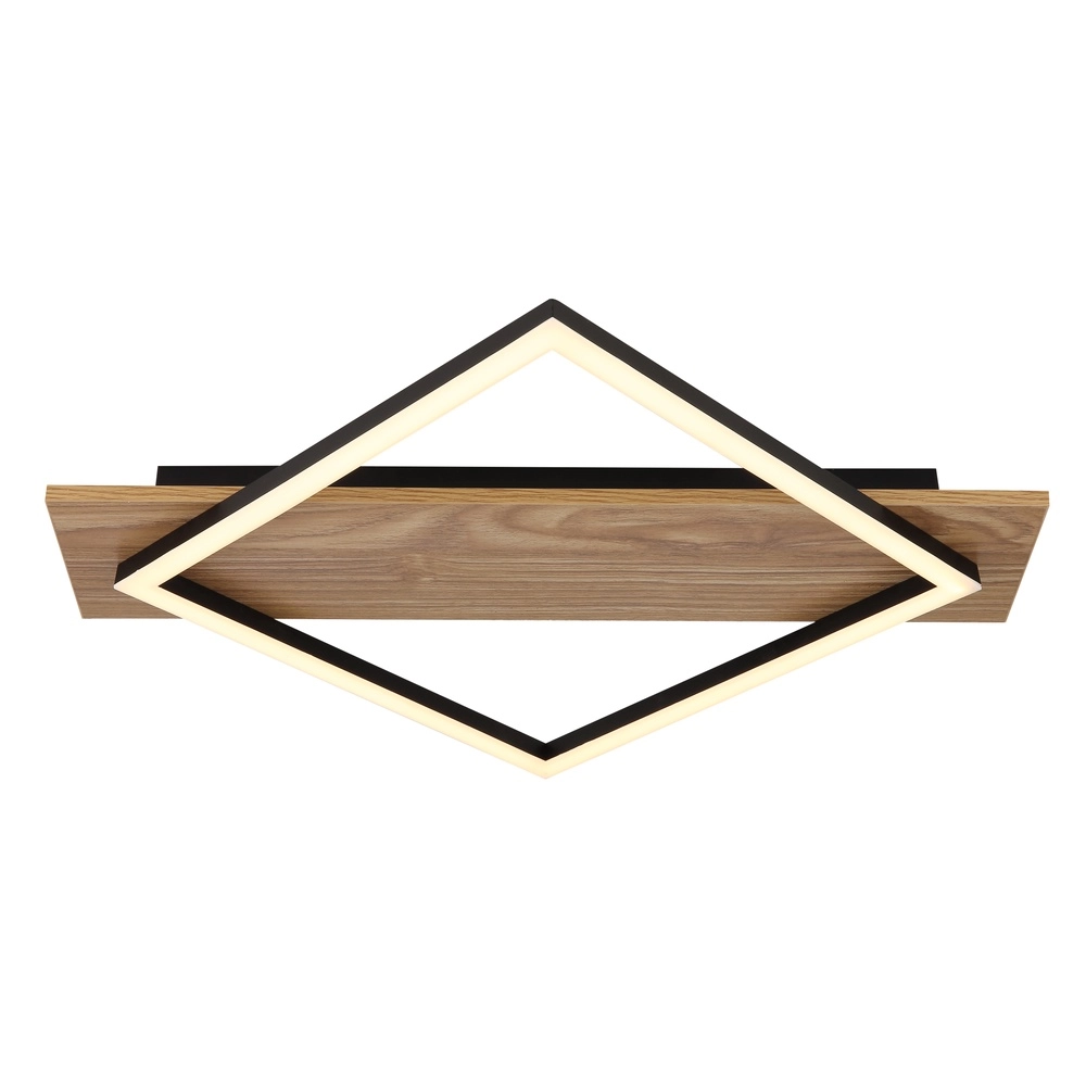 Deckenlampe Beatrix I Schwarz mit Holz Globo 9007371465392