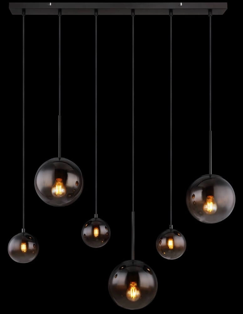 Schwarze Hängelampe Hallie mit einzigartigem Glas Globo 9007371445929