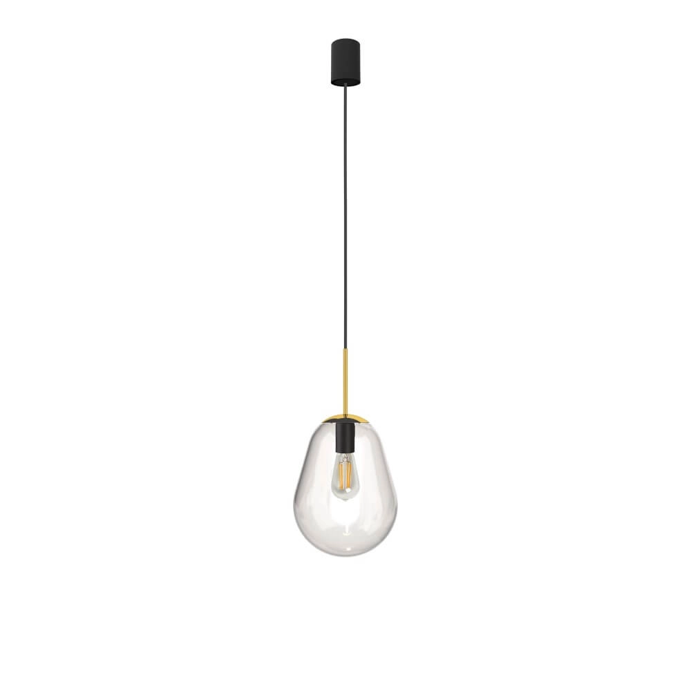 Hängelampe aus Glas Pear Short Ø 22cm Gold mit klarem Glas Lyora 5903139867399