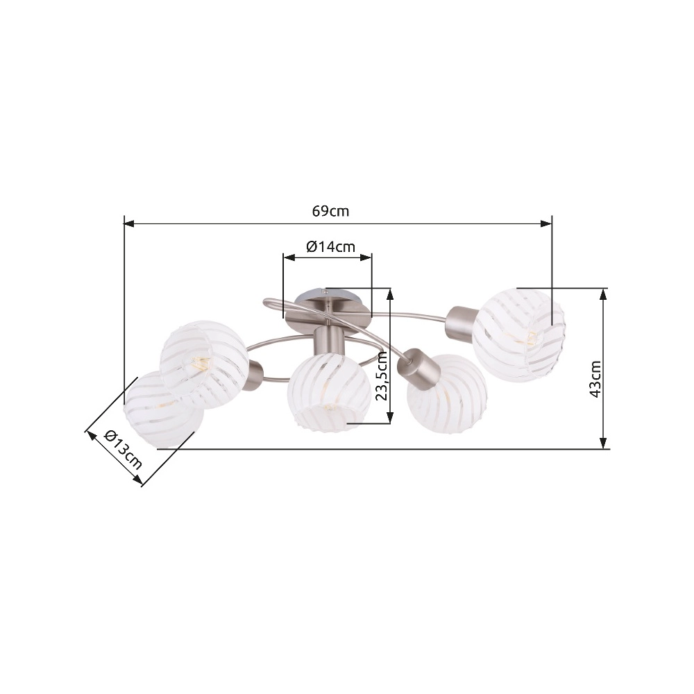 Deckenlampe Willy Nickel 5-Lampen Globo 9007371406111