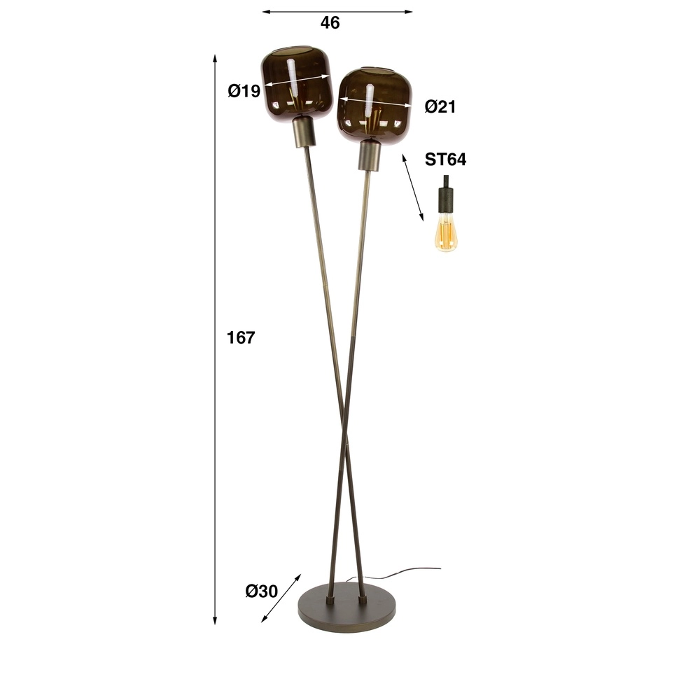 Design-Stehlampe Bronza Sienna Brown – 2x E27 Lyora 8716803513426