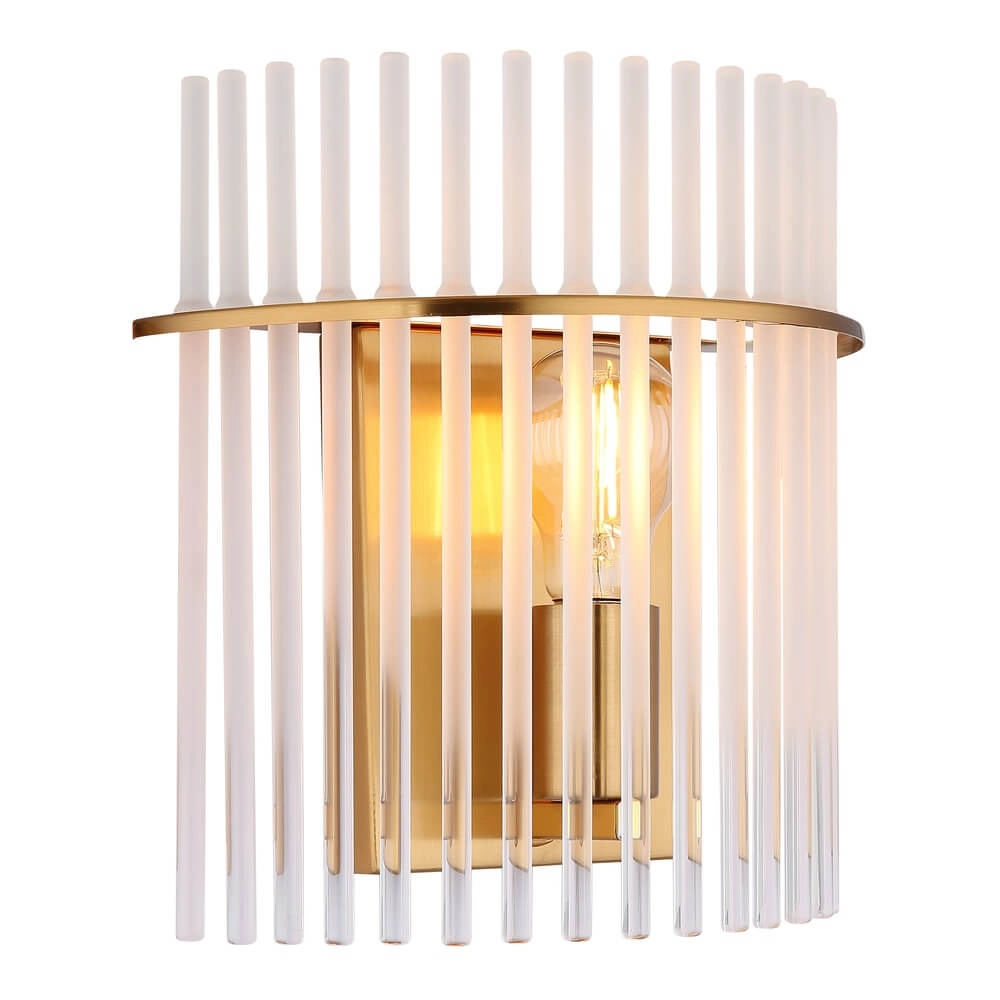Goldene Wandleuchte Gorley mit Glas