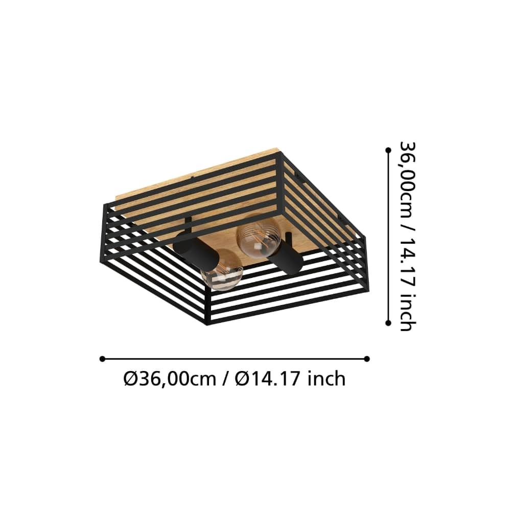 Deckenleuchte Cidraz quadratisch mit Holz Stars of Light 9008606242733