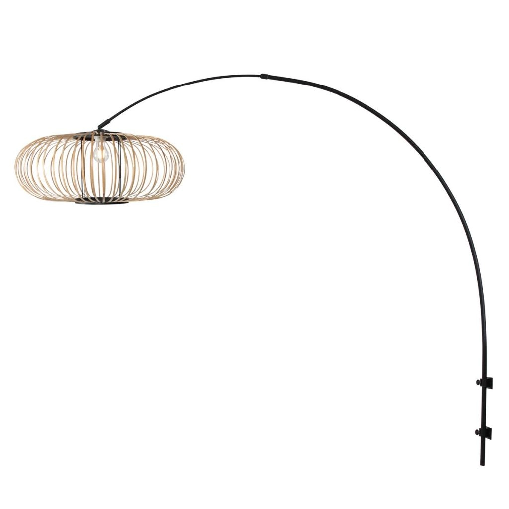 Schwarze Wandlampe Sparkled Light mit Bambusschatten Ø60 cm Steinhauer 8712746182026