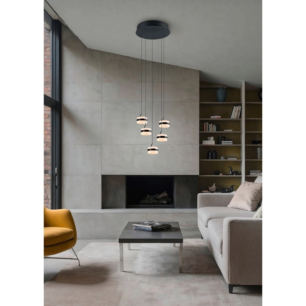 Design-Pendelleuchte Dios schwarz 5-flammig Trio 4017807657678