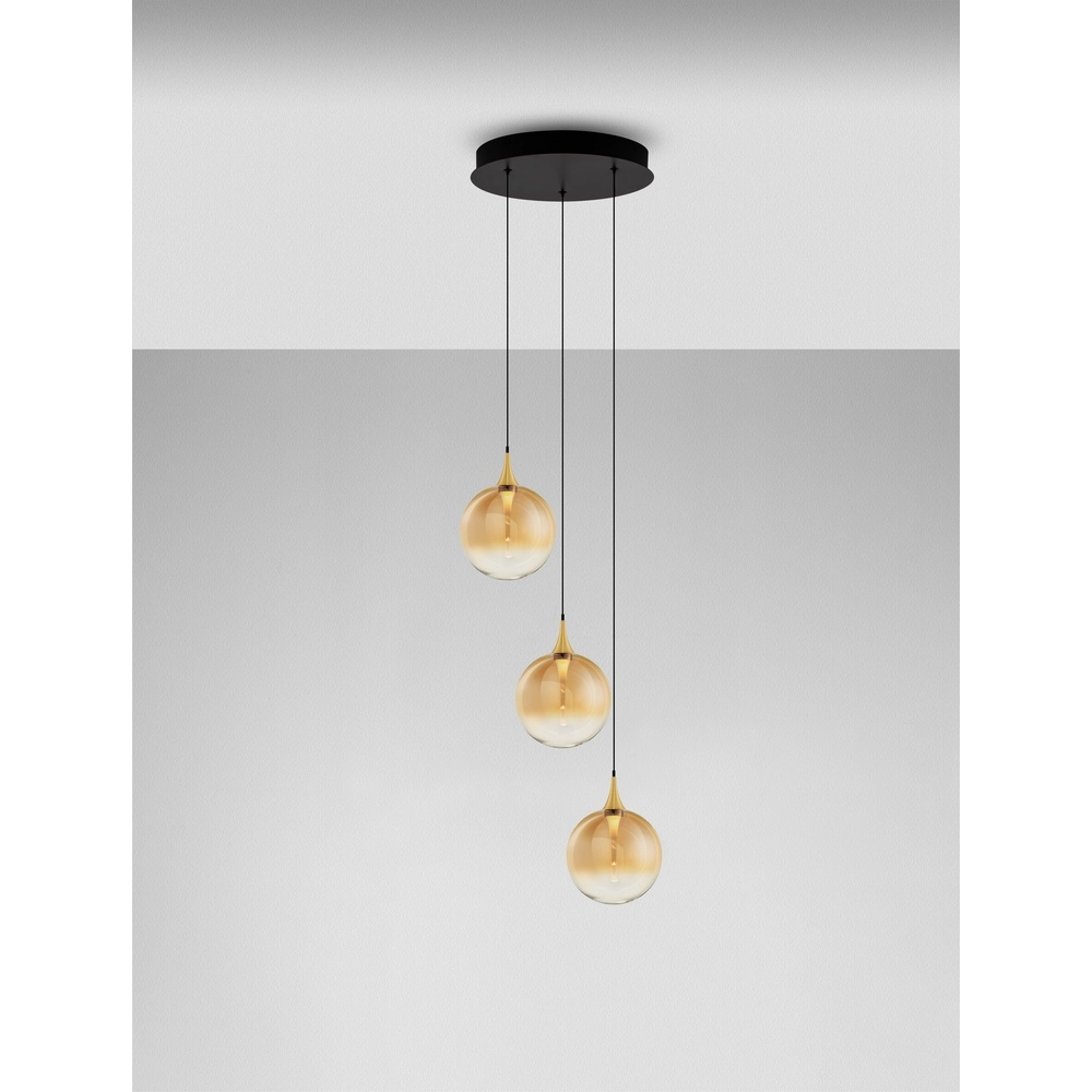 Pendelleuchte Orenda 3-flammiges Braunglas Lyora 5212017477637