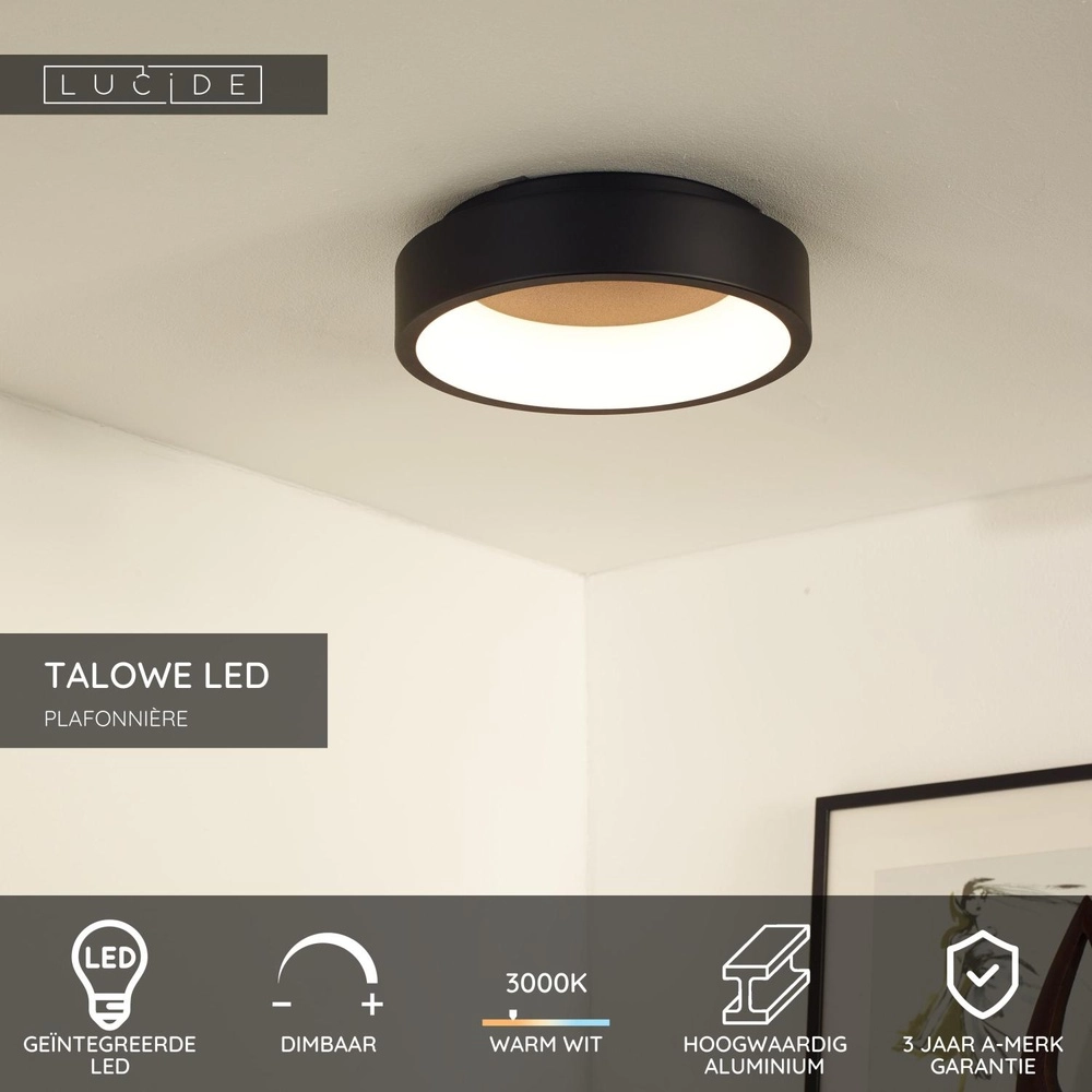 Deckenlicht Talowe Led Ø 30cm schwarz Lucide 5411212460615