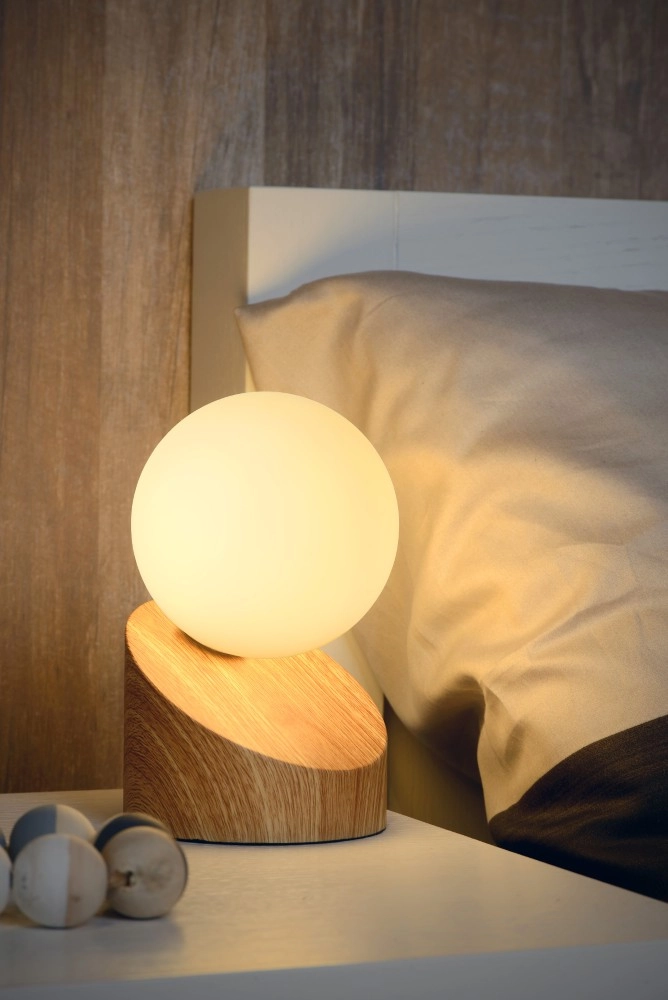 Design-Tischlampe Len Heller Holzlook Lucide 5411212450593