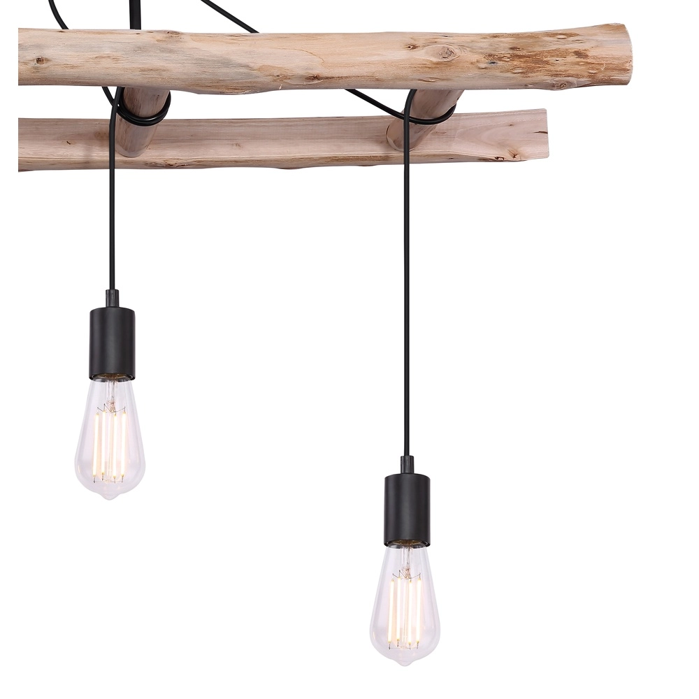 4-Licht Pendellampe Irmgard Holz 80 cm Globo 9007371390342