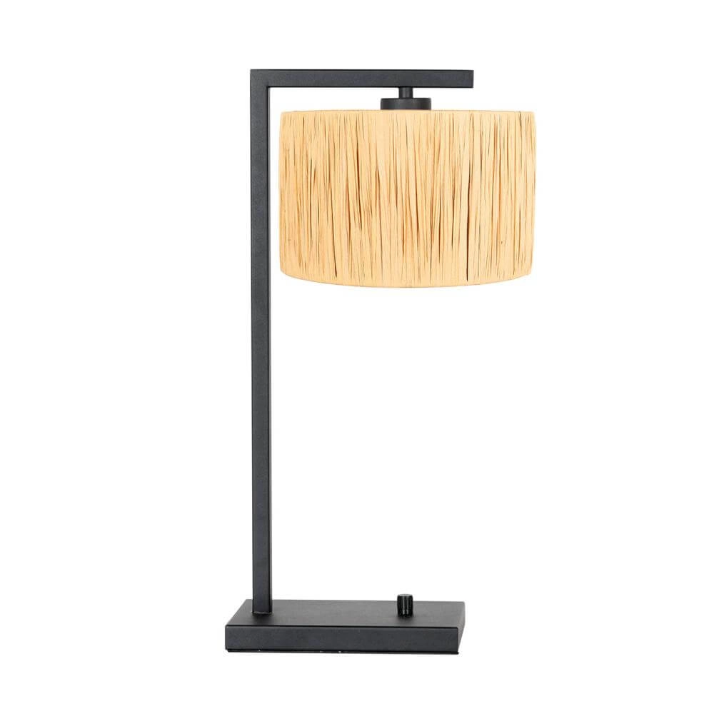 Tischlampe Stang mit Dimmer und strohfarbenem Schirm