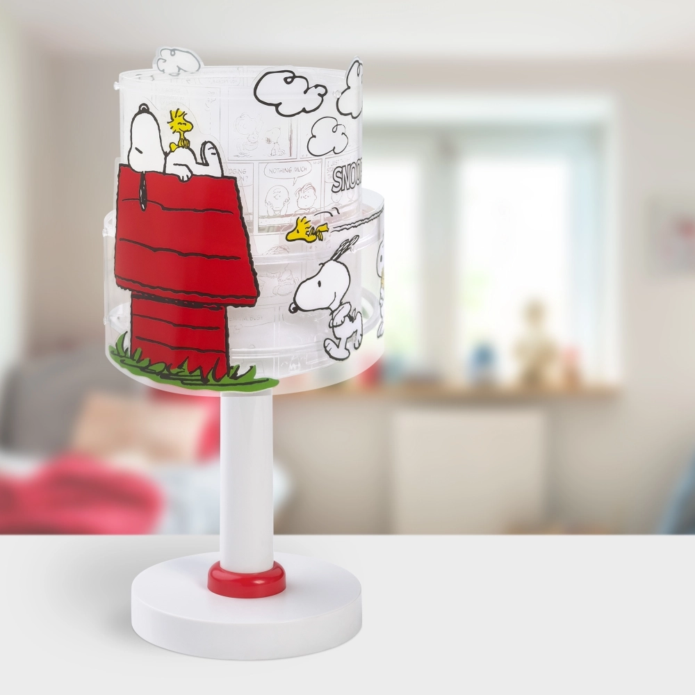 Tischlampe Snoopy weiß mit rot Dalber 8420406763019