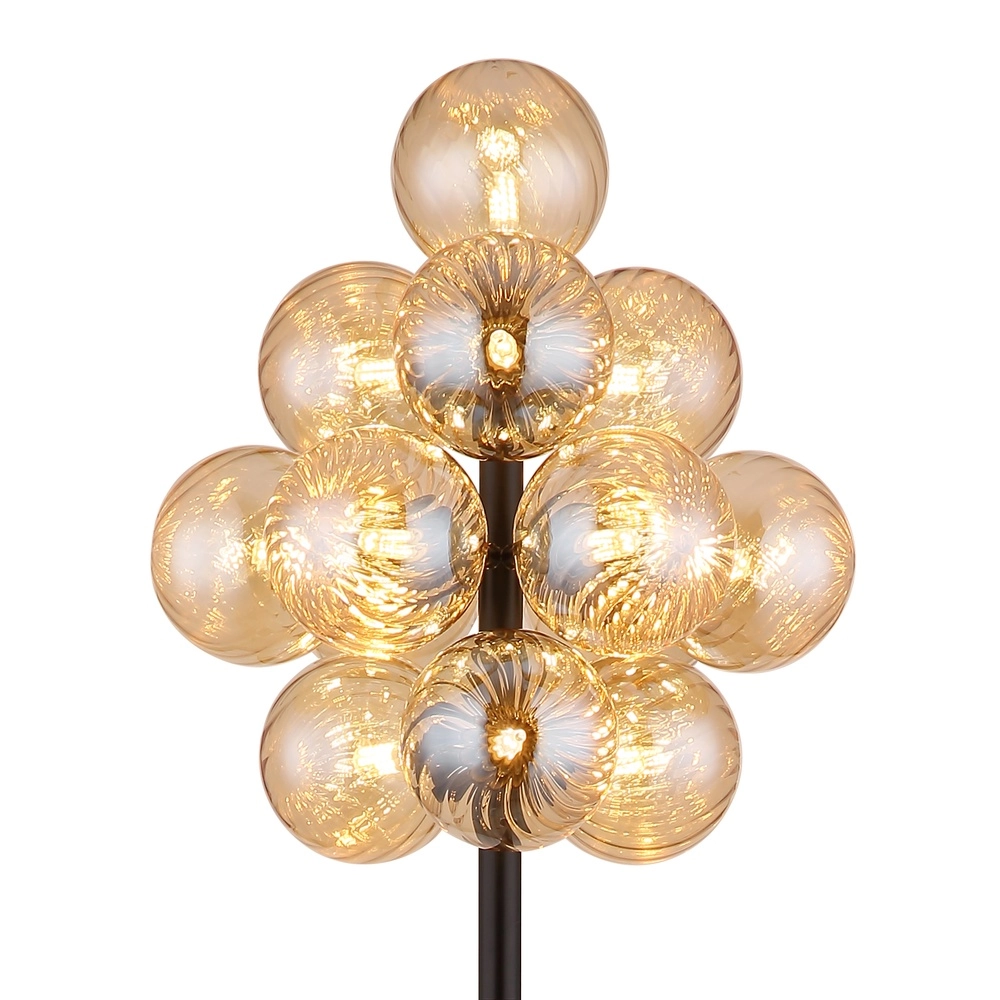 Schwarze Stehlampe Conor mit Bernsteinglas Globo 9007371512171