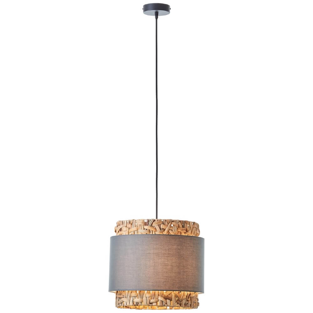 Hängelampe Waterlilly Rattan mit grauem Stoff Brilliant 4004353411878