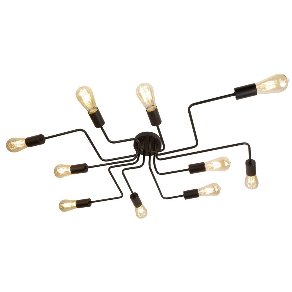 Deckenleuchte Circuit Spider 10-Licht Matt Black Searchlight 5053423119335
