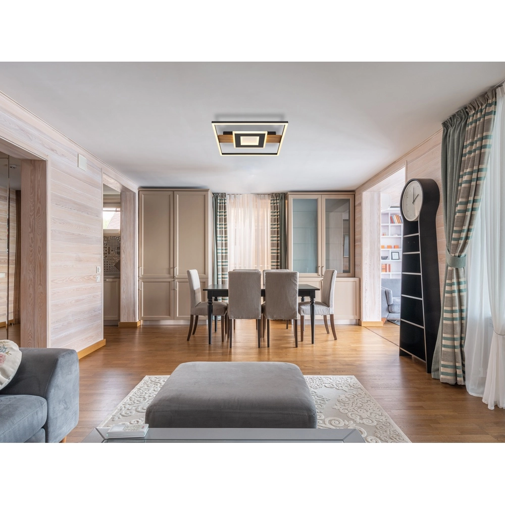 Elegante Deckenlampe Pikara Schwarz mit Holz Globo 9007371465712