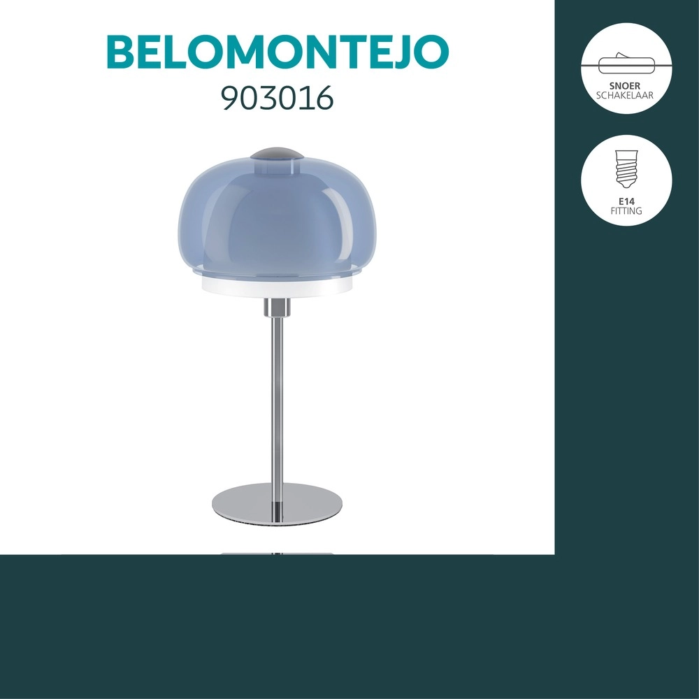 Design-Tischlampe Belomontejo Chrom mit Blau