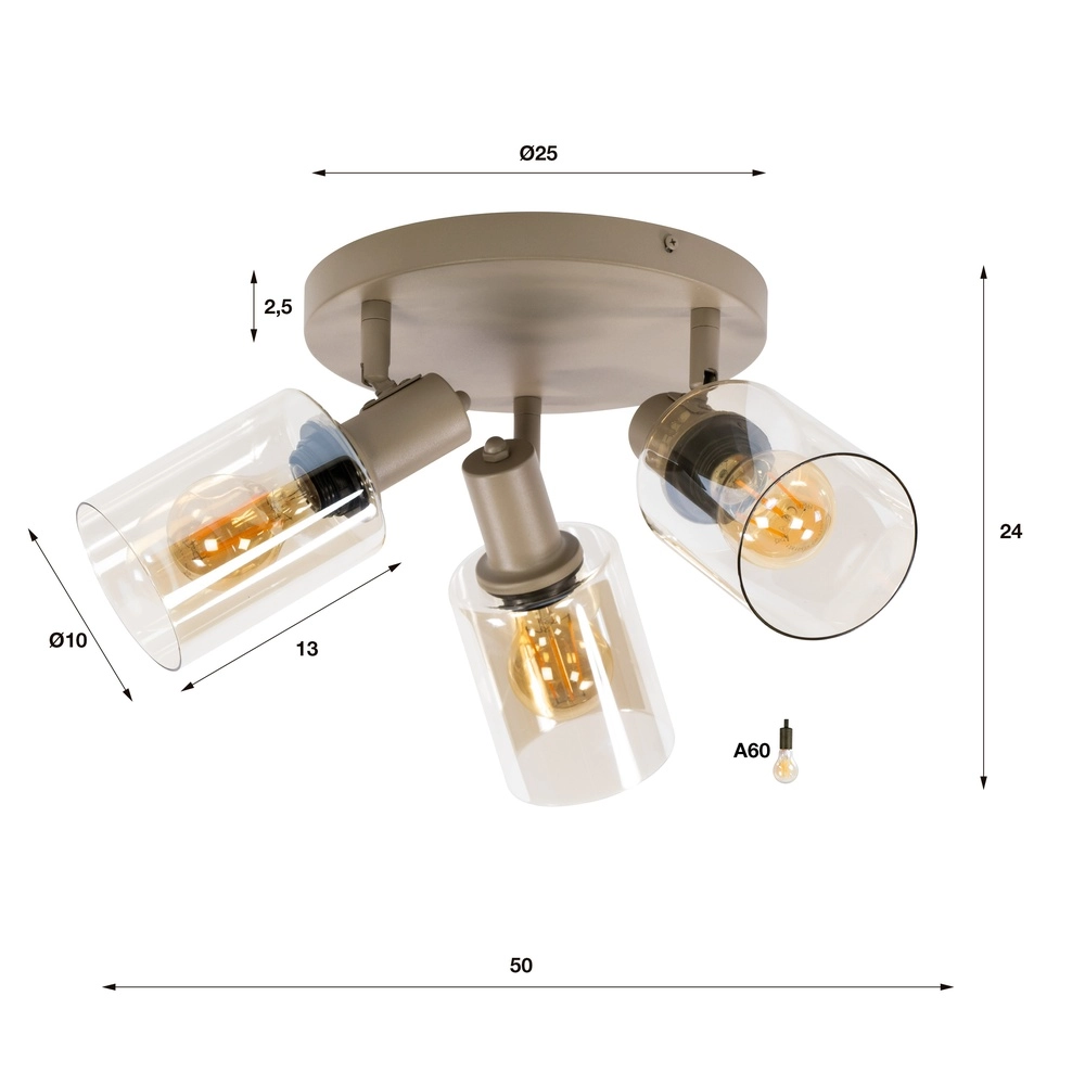 Runde Deckenlampe Sepiora 3-hell sandbraun Lyora 8716803515222